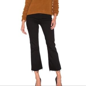 GRLFRND Jeans Joan Black Crop Raw Hem Flare Size 23